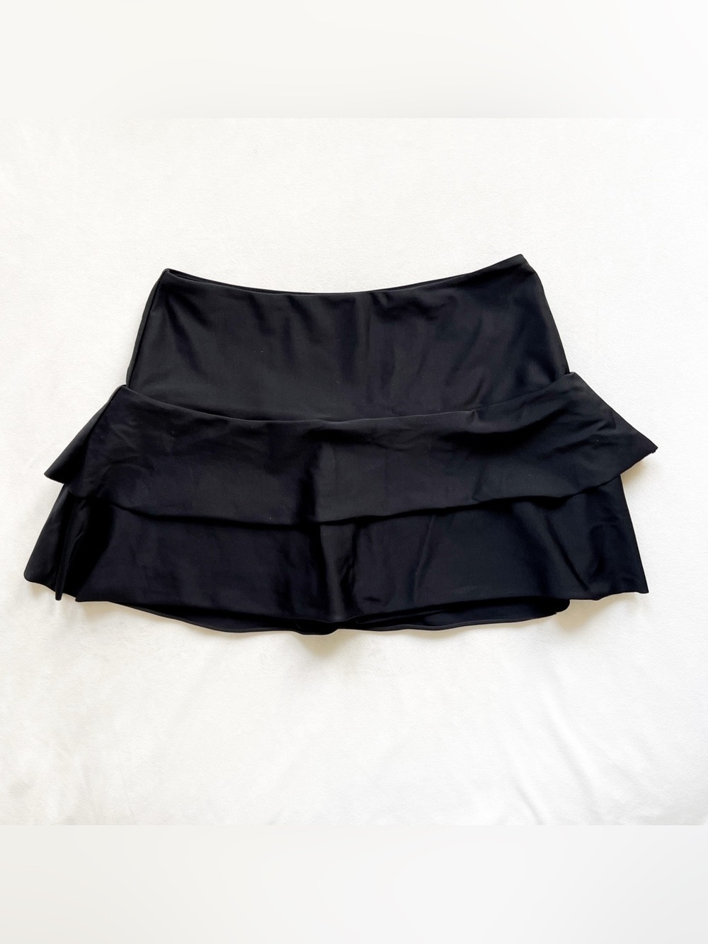 TUTUBLUE Black Tiered Swim Skirt Skort with Ruffle Hem - Medium